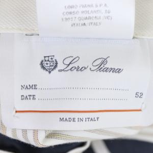 Loro Piana スラックス パンツ テーパード センタープレス シルク混 52 紺 ネイビー