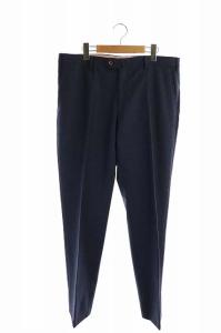 スラックス パンツ ウール ノータック 52 紺 ネイビー