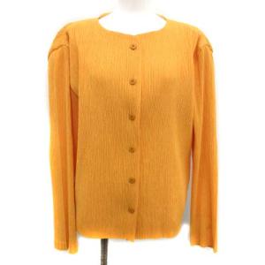 フェット FETE カーディガン 長袖 プリーツ 2 M イエロー オレンジ