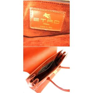 ETRO ハンドバッグ レザー 型押し 茶 ブラウン