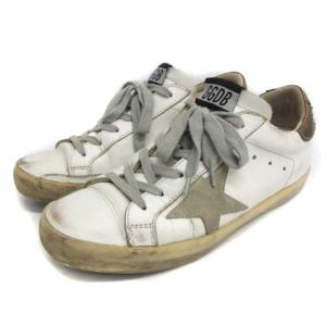 GOLDEN GOOSE SUPER STAR ワーカットスニーカー シューズ ダメージ加工 レザー レースアップ 36 23cm 白 ホワイト ゴールド色
