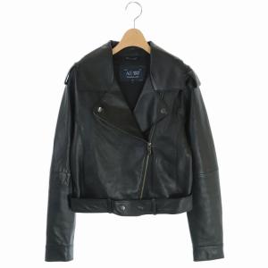 レザージャケット 羊革 ジップアップ ダブル アウター 36 黒 ブラック