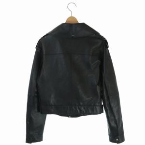 ARMANI JEANS レザージャケット 羊革 ジップアップ ダブル アウター 36 黒 ブラック