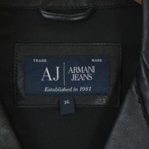 ARMANI JEANS レザージャケット 羊革 ジップアップ ダブル アウター 36 黒 ブラック