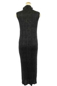PLEATS PLEASE ISSEY MIYAKE プリーツ ロング ワンピース ノースリーブ ハイネック パイソン柄 グレー