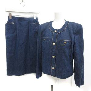 ビンテージ シルクデニムスーツセットアップ ネイビー