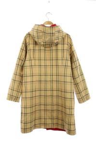 OLD ENGLAND ステンカラーコート リバーシブル フード チェック 36 レッド ベージュ