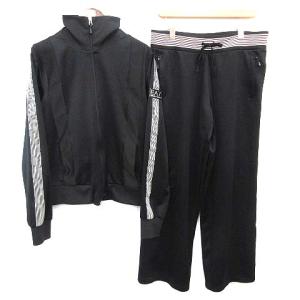 EA7 ジャージ セットアップ トラックジャケット 刺繍 パンツ L 黒 ブラック