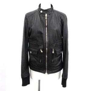 シングルライダースジャケット シープスキン レザー 裏地レオパード 40