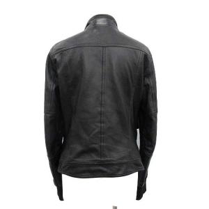 DOLCE&GABBANA シングルライダースジャケット シープスキン レザー 裏地レオパード 40