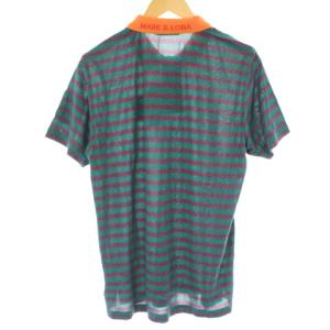 MARK&LONA 半袖ボーダーポロシャツ 50 グリーン