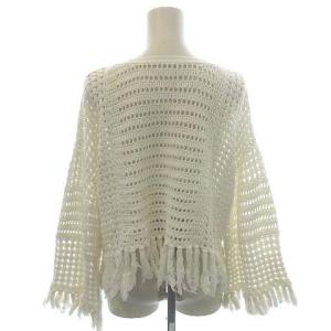 GRACE CONTINENTAL 19SS サマーニット ローゲージ 透かし編み フリンジ ショート丈 36 S 白 ホワイト