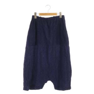 サルエルパンツ イージー フロッキー 総柄 黒 紺 ブラック ネイビー