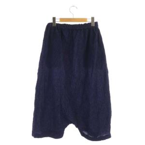 me ISSEY MIYAKE サルエルパンツ イージー フロッキー 総柄 黒 紺 ブラック ネイビー