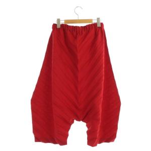 me ISSEY MIYAKE サルエルパンツ イージー 斜めプリーツ 赤 レッド