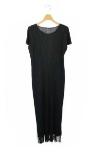 フリンジワンピース ロング マキシ 半袖 4 黒