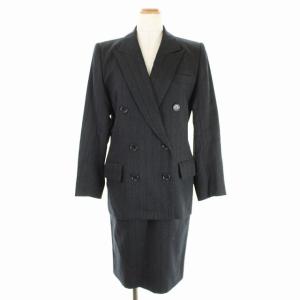 YVES SAINT LAURENT スーツ セットアップ 上下 3点セット テーラードジャケット 総裏地 ダブル スカート タイト 膝丈 パンツ テーパード センタープレス