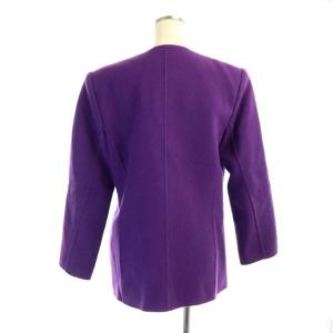 YVES SAINT LAURENT ヴィンテージ セットアップ 上下 ノーカラージャケット シングル スカート ひざ丈 タイト M 紫 パープル