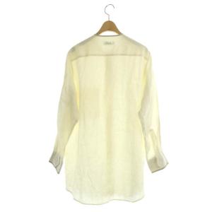 HERMES シャツ ノーカラー 長袖 リネン アイボリー ベージュ