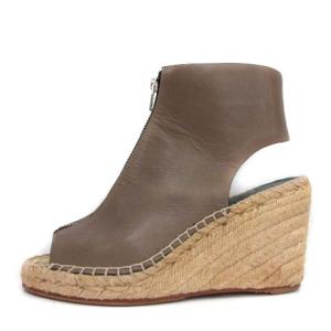 CELINE サンダル ウエッジソール レザー センタージップ 25cm ブラウン