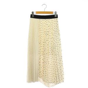 18AW プリーツスカート ロング マキシ ドット 水玉 36 白 ホワイト