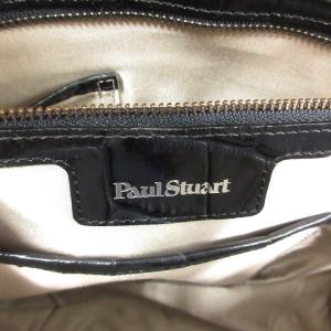 Paul Stuart トートバッグ ハンドバッグ クロコ型押し レザー 黒 ブラック