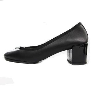 Repetto パンプス バレエシューズ チャンキーヒール リボン レザーラウンドトゥ 23.5cm 黒 ブラック