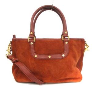TORY BURCH ハンドバッグ ショルダーバッグ 2WAY スエード レザー ロゴ 茶 ブラウン