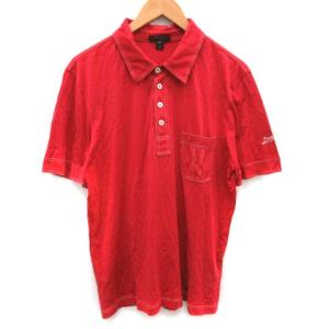 ポロシャツ ステッチ ロゴワッペン シルク XL レッド