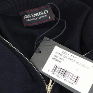 JOHN SMEDLEY ニット セーター プルオーバー ハイネック ハーフジップ 長袖 S 紺 ネイビー