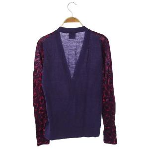 TORY BURCH 総柄ニットカーディガン パープル