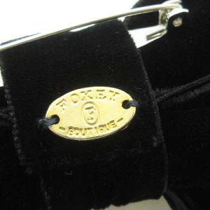 FOXEY BOUTIQUE ブローチ コサージュ リボン 花 フラワー カメリア ベロア 黒 ブラック 白 ホワイト