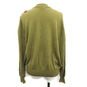 Salvatore Ferragamo ヴィンテージ ウールシルク総柄ニットカーディガン S カーキ