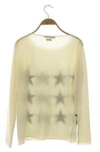 QUEENE AND BELLE ニット カットソー プルオーバー 長袖 カシミヤ S アイボリー 紺 ネイビー