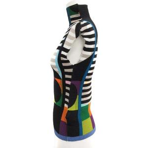 me ISSEY MIYAKE プリーツ カットソー Tシャツ ハイネック 総柄 黒 ブラック 白 ホワイト グレー 青 ブルー