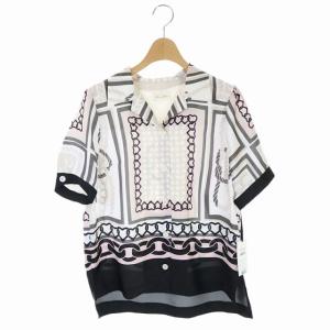 21SS マリンスカーフプリントトップ シャツ ブラウス 36 グレー 