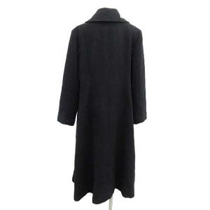 Leilian ロングコート アウター ラウンドカラー カシミヤ 11 L 黒 ブラック