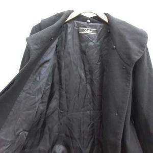 Leilian ロングコート アウター ラウンドカラー カシミヤ 11 L 黒 ブラック
