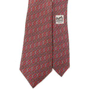 HERMES シルク総柄ネクタイ レッド