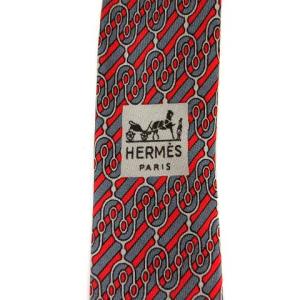HERMES シルク総柄ネクタイ レッド