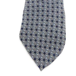 YVES SAINT LAURENT ネクタイ 総柄 シルク 青 ブルー 紺 ネイビー