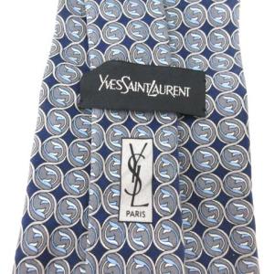 YVES SAINT LAURENT ネクタイ 総柄 シルク 青 ブルー 紺 ネイビー