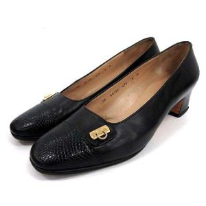 ガンチーニレザーパンプス ブラック