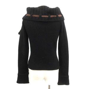 FOXEY BOUTIQUE ニット セーター オフタートル 長袖 シルクリボン カシミヤ 40 M 黒 ブラック 18211