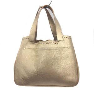 FURLA トートバッグ ハンドバッグ レザー メタリックゴールド