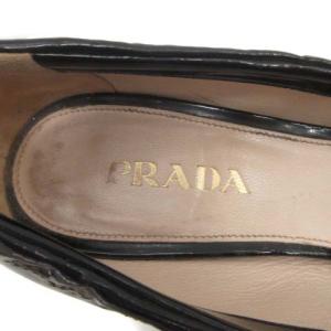 PRADA パンプス エナメル リボン ラウンドトゥ 36.5 ブラック