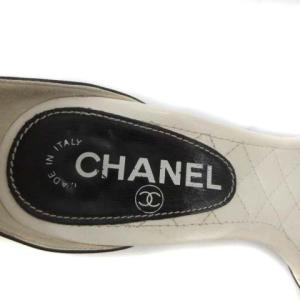 CHANEL サンダル マトラッセ ココマーク ストラップ リボン ハイヒール レザー 35 ホワイト