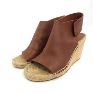 サンダル エスパドリーユ ウェッジソール オープントゥ 36 ブラウン