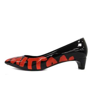 LOUIS VUITTON グラフィティパンプス エナメル ポインテッドトゥ 35 ブラック