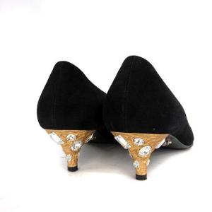 PRADA パンプス ポインテッドトゥ スエード ビジュー 36.5 ブラック